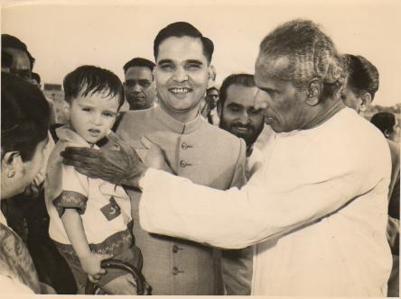 Vidyaben and Manubhai's son Mihir with Shri Krishna Menon